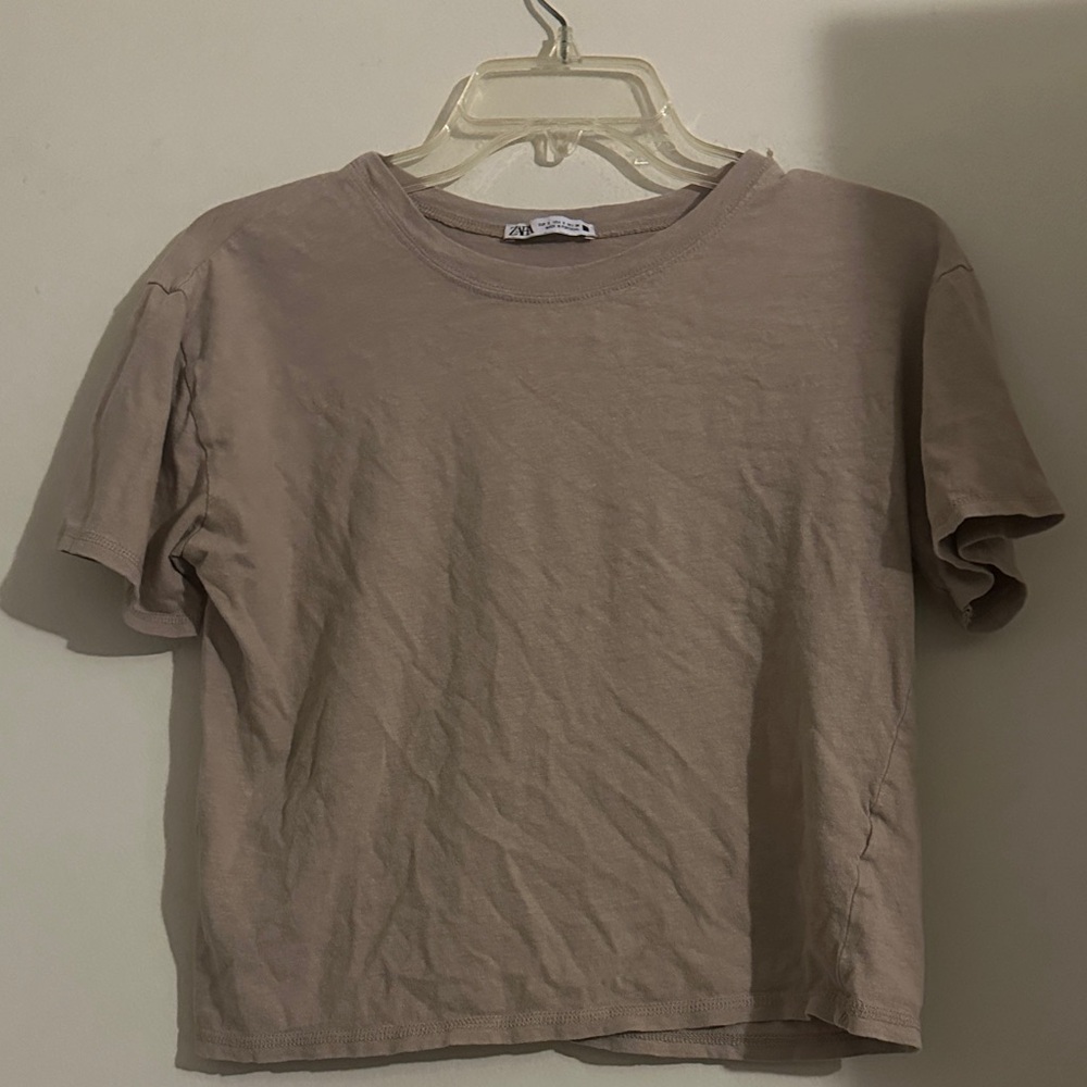 Zara Tan Short Sleeve Top